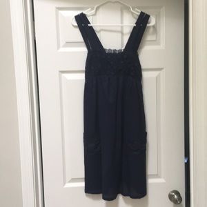 Navy shiny dress with pockets!